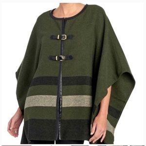Rafaella Buckle Poncho Spruce Heather Green